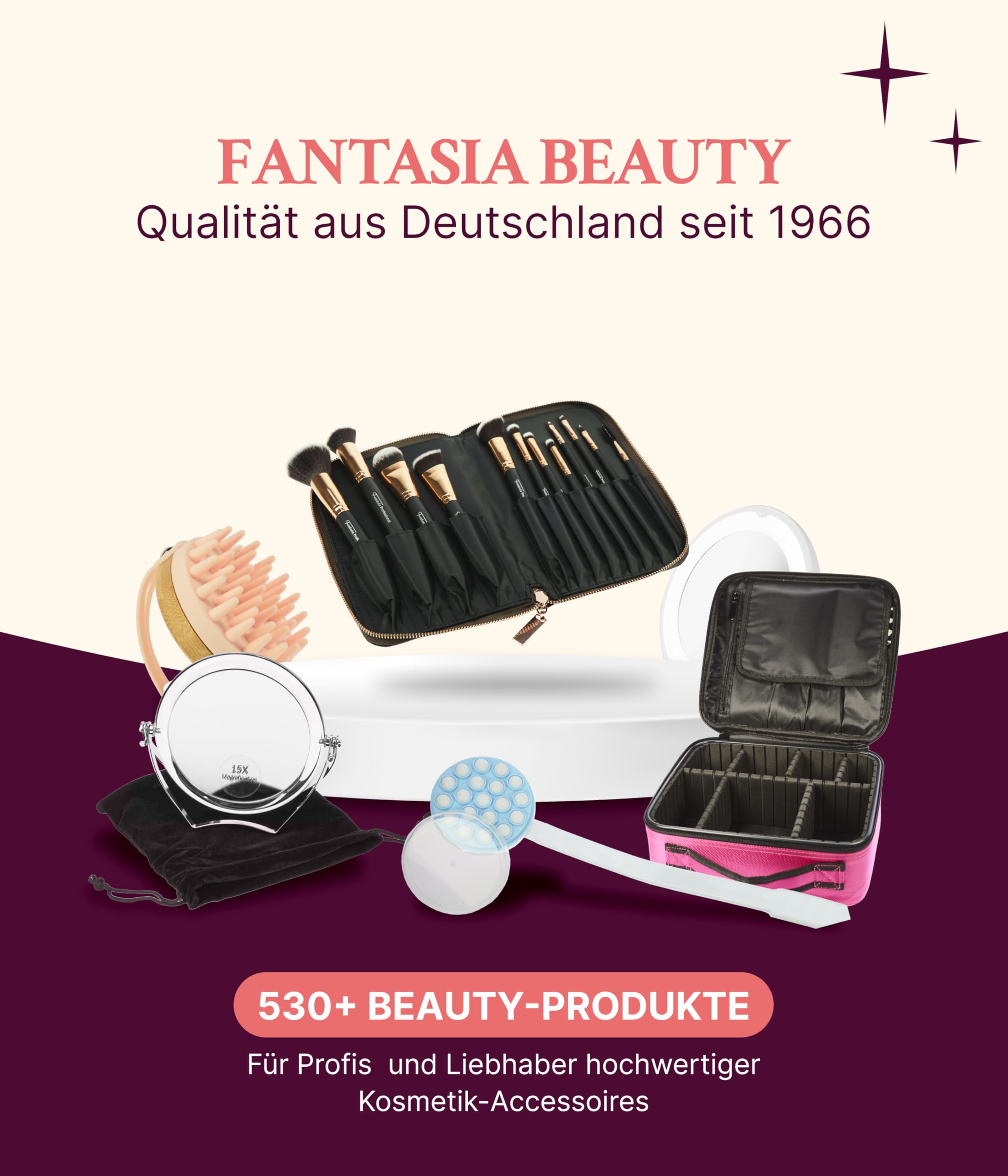 Fantasia Beauty Make Up Pinsel Set 12-teilig – Weiche, hautfreundliche Pinsel für ein natürliches Finish – Perfekt für Anfänger & Profis – Schminkpinsel Set vegan, leicht zu reinigen
