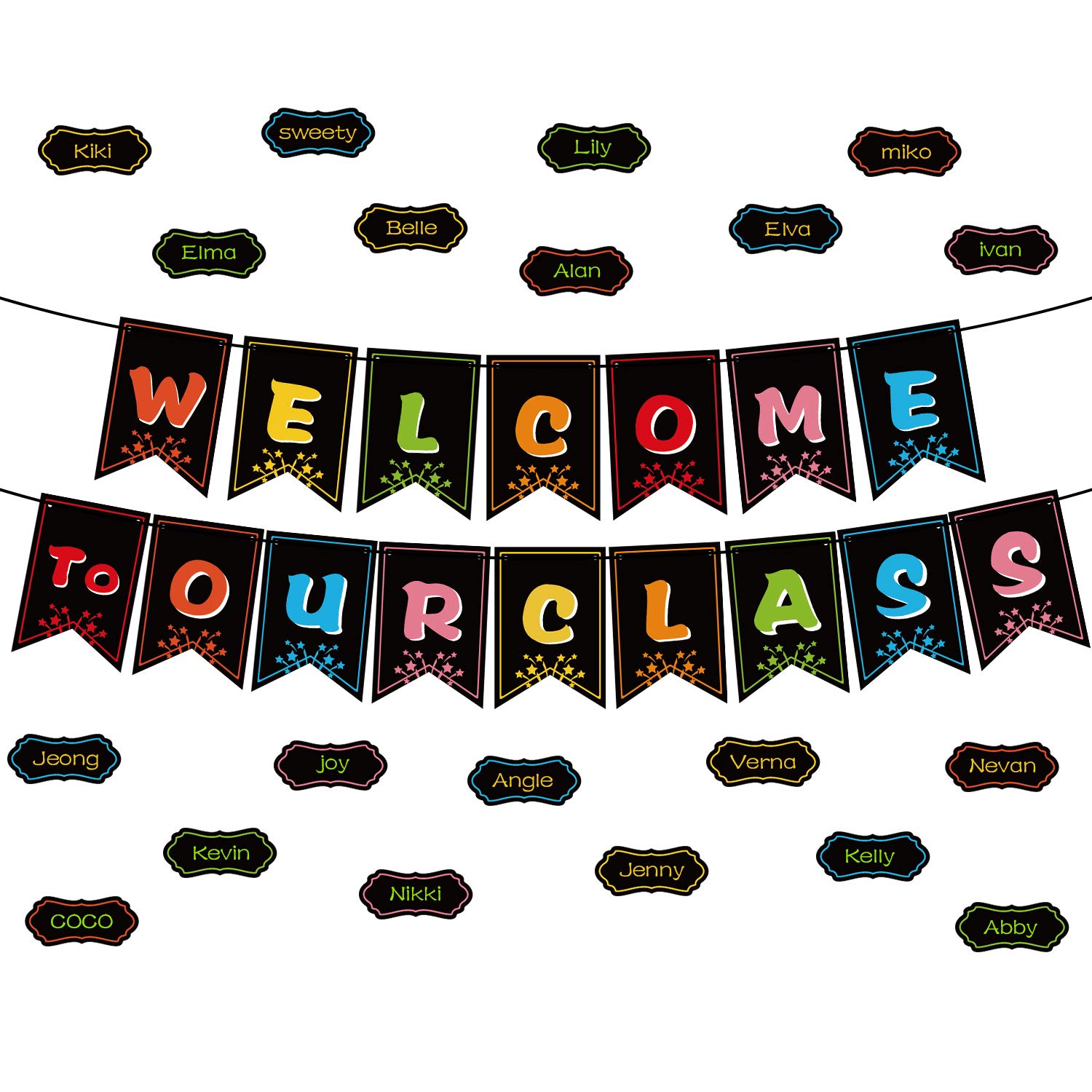 Classroom Decorations Banner, Bulletin Board Banner Chalkboard Brights