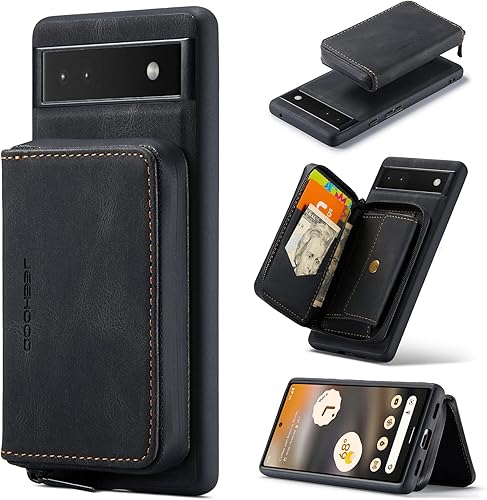 Asuwish Funda de teléfono para Google Pixel 6A 5G 2022 con protector de pantalla de vidrio templado y soporte para tarjeta de crédito con ranura de