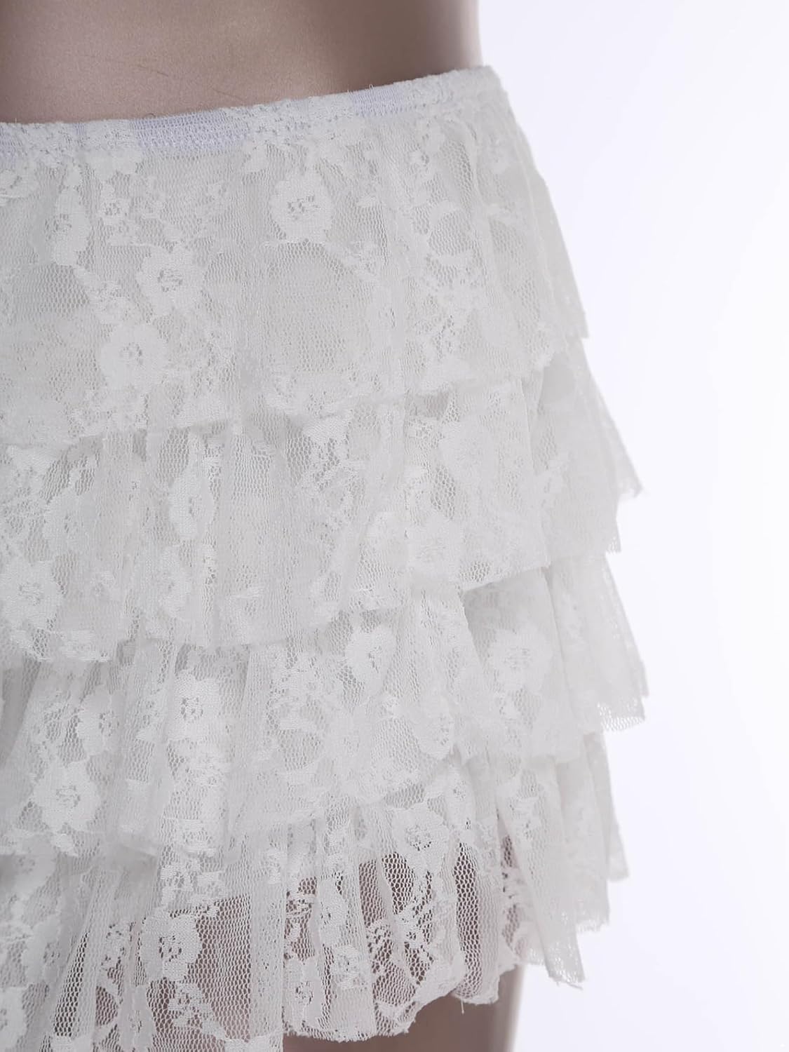 Women Y2K Lolita Bloomers Lace Mesh Ruffle Short Layered Pettipants Booty Shorts Hot Pants