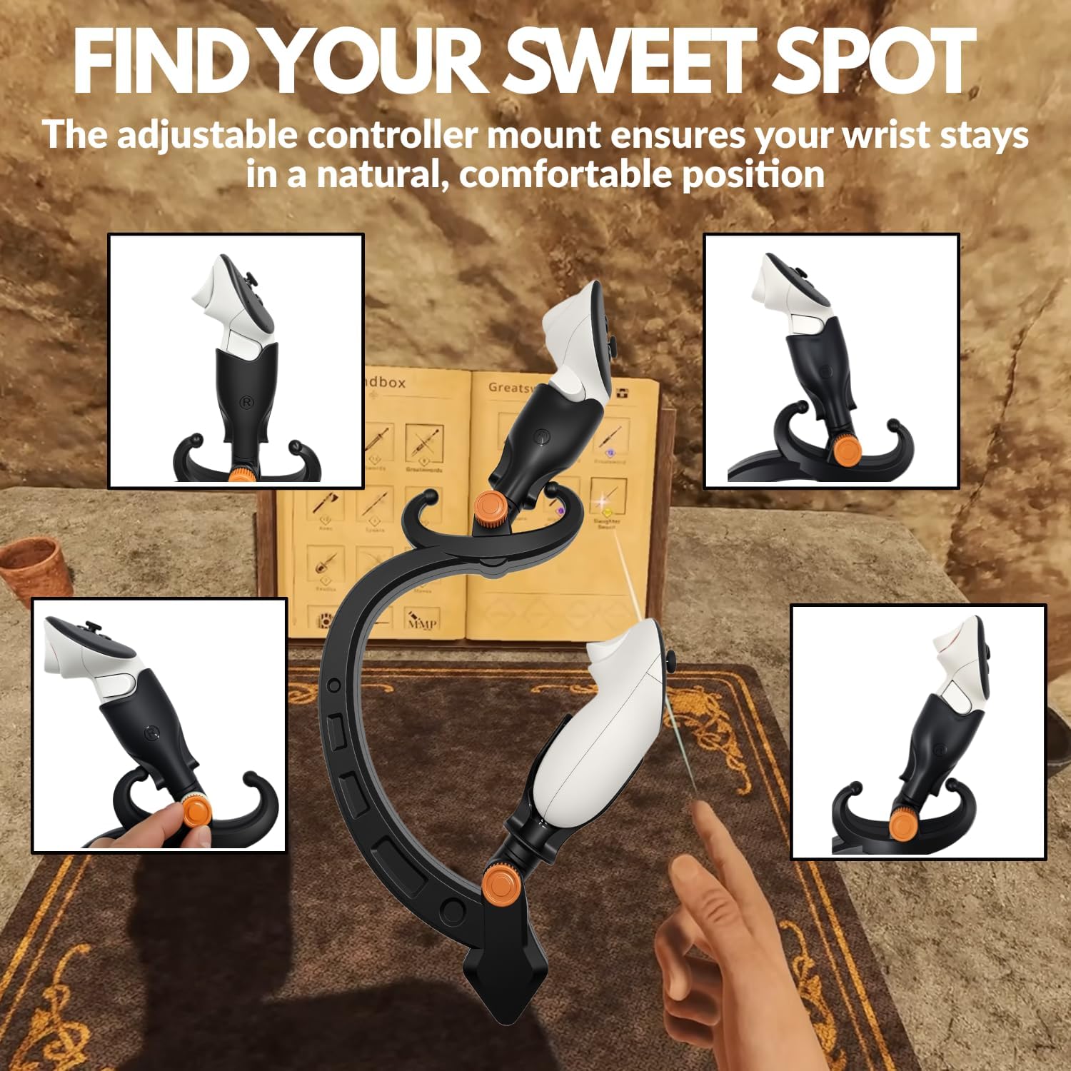 VR 2 Handed Sword for Meta Quest 3/Quest 2/Quest 3S Immersive Accessories for Blade & Sorcery VR Sword Fighting Games (Black)