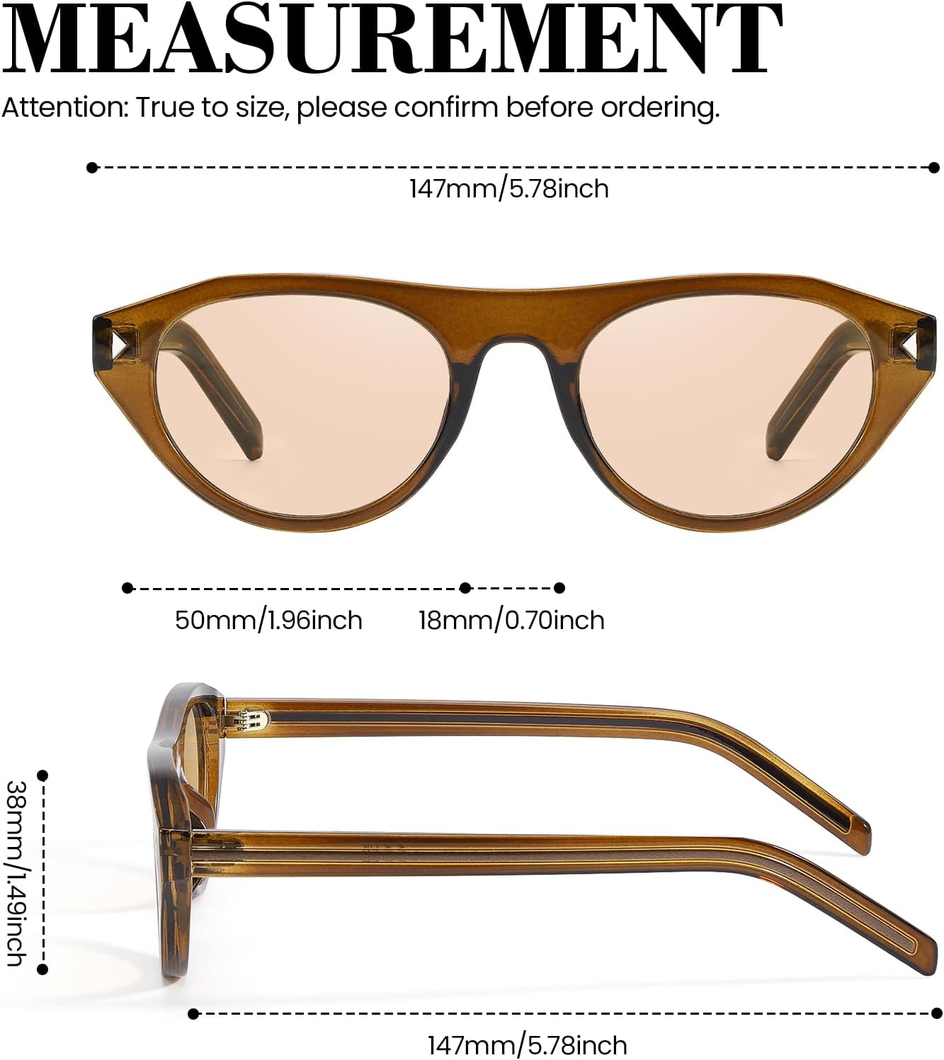 Oval Cat Eye Sunglasses for Women Trendy Retro Cateye Frame with UV Protection for Traveling or Driving - Image 5