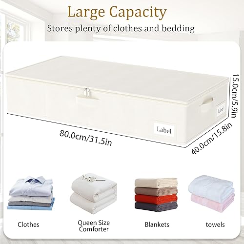 Miniatura 5 de Yawinhe Bolsas de almacenamiento plegables debajo de la cama, contenedores con tapas, caja organizadora grande debajo de la cama, con cremallera