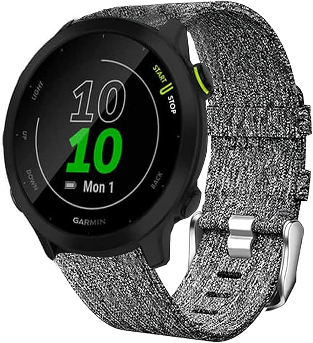 SkyBand Cinturino In Nylon Per Garmin Forerunner 55 - Grigio - Sostituto Morbido Traspirante Per Orologio Sportivo - 3