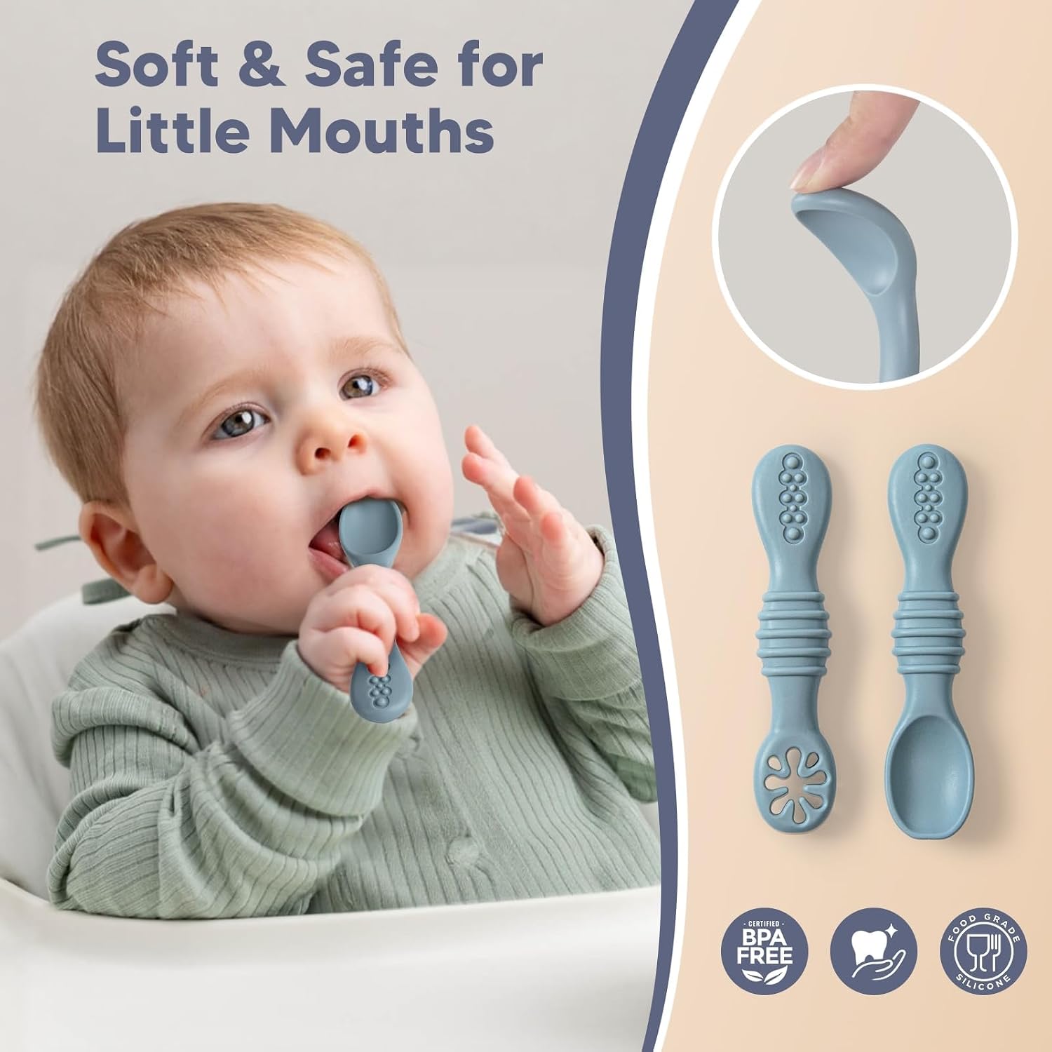 7-Piece Silicone Baby Feeding Set - Divided Suction Plate with 3 Sets of Spoons and Forks, BPA-Free Toddler Plates for Baby-Led Weaning & Self Feeding, Dishwasher & Microwave Safe