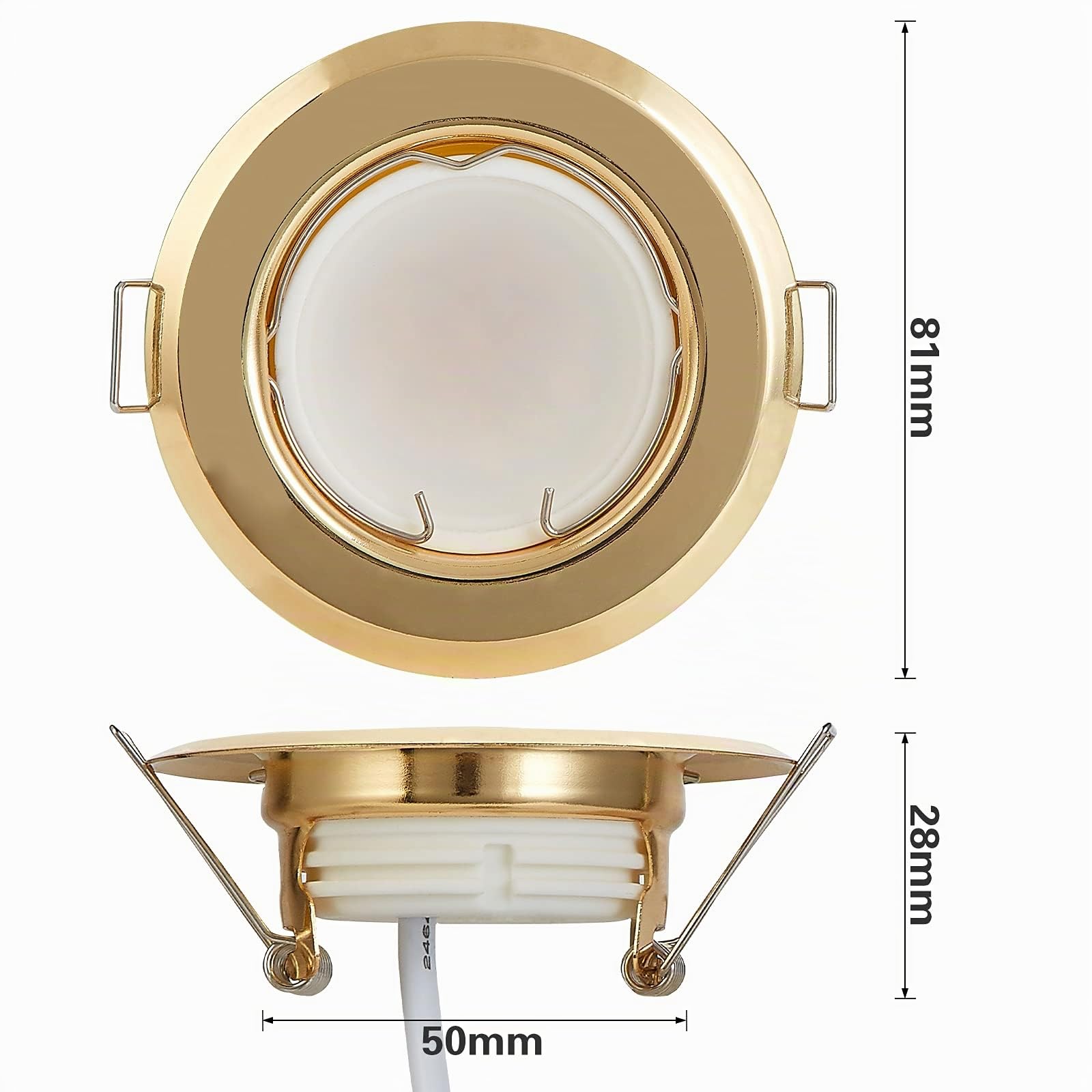 HCFEI Foco LED plano empotrable ultra plano dorado con módulo de foco LED 230 V I 3 W 320 lúmenes I ángulo de haz de 120° I regulable I 55 mm recortado I luz empotrable redonda (paquete de 3 – blanco