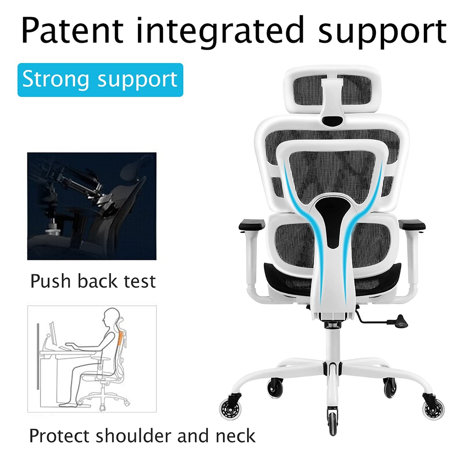 Amazon.co.jp: Office Chair, KERDOM KD968ZK-White-US-HO-JP