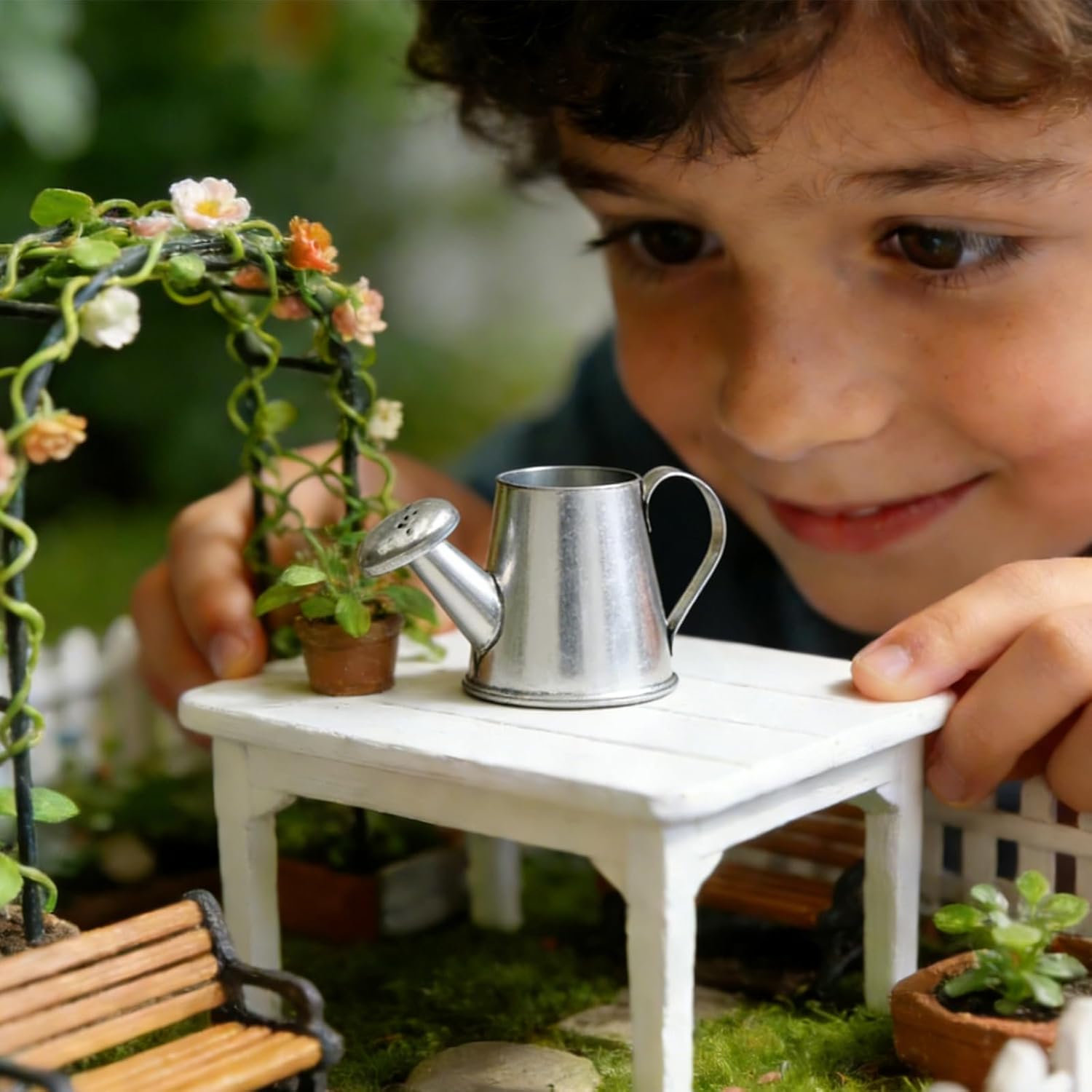 40Pcs Mini Watering Can Mini Galvanized Watering Can Silver Miniature Watering Pot, Small Metal Kettle for House Crafts, Garden Ornaments, Gardening Landscape, Party Favors, Dollhouse Decor