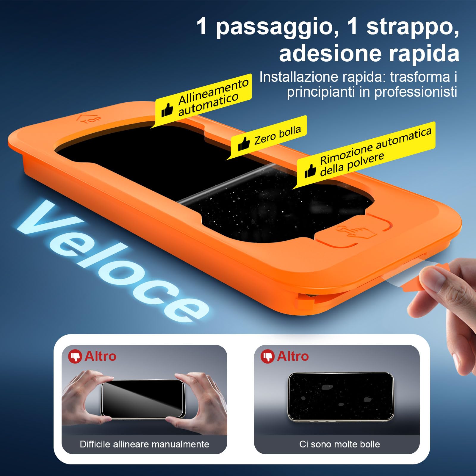 NEW'C 3 Pezzi, Pellicola Protettiva Schermo Intero per iPhone 16 Pro Max 6,9 pollici [Installazione Automatica], Vetro Temperato - Ultra Resistente - Adatta alla Custodia