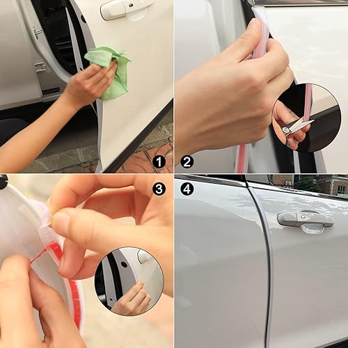 Miniatura 2 de Winunite Protectores de borde de puerta de automóvil transparentes de 16.4 pies, se adaptan a la mayoría de vehículos, PVC autoadhesivo, en forma de