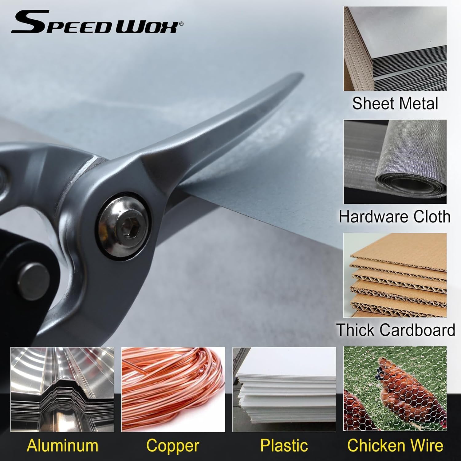 SPEEDWOX 10 Inch Straight Cut Aviation Tin Snips Offset Aviation Snip Labor Saving Tin Snip Wire Cutter for Cutting Metal Sheet with Serrated jaws Non-slip Handle Safety Latch and Hanging Hole