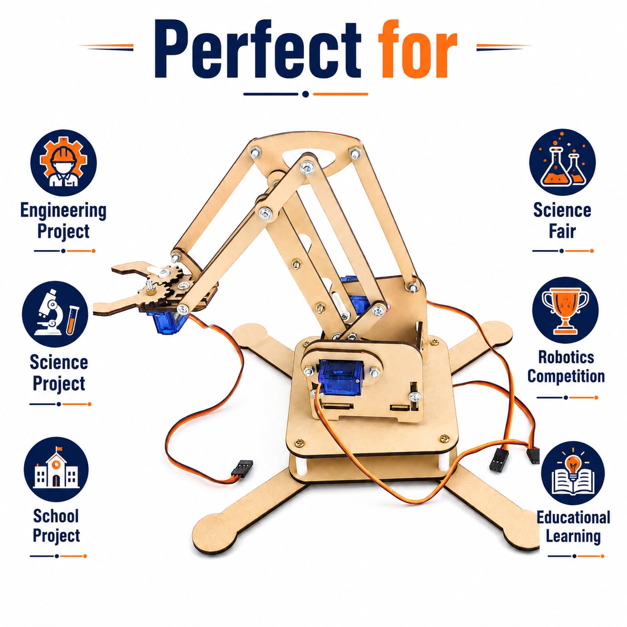 Kit4Curious 4 DOF servo Controlled Robotic arm with Gripper Complete kit with 4 servo Assembled 2