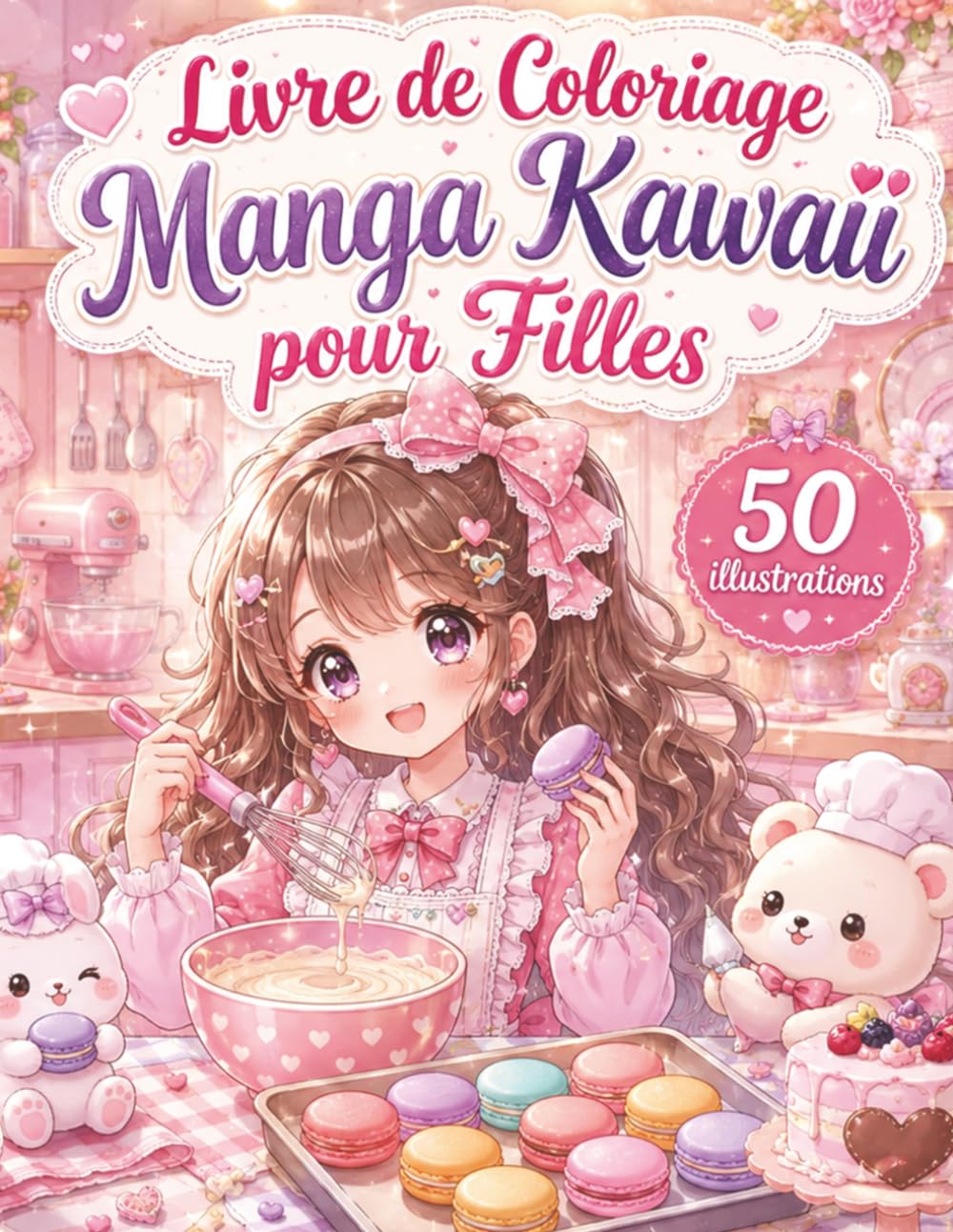 Livre de Coloriage Manga Kawaii pour Filles: 50 dessins adorables à colorier avec personnages manga, scènes cosy, animaux mignons et moments relaxants pour enfants, ados et fans du style japonais