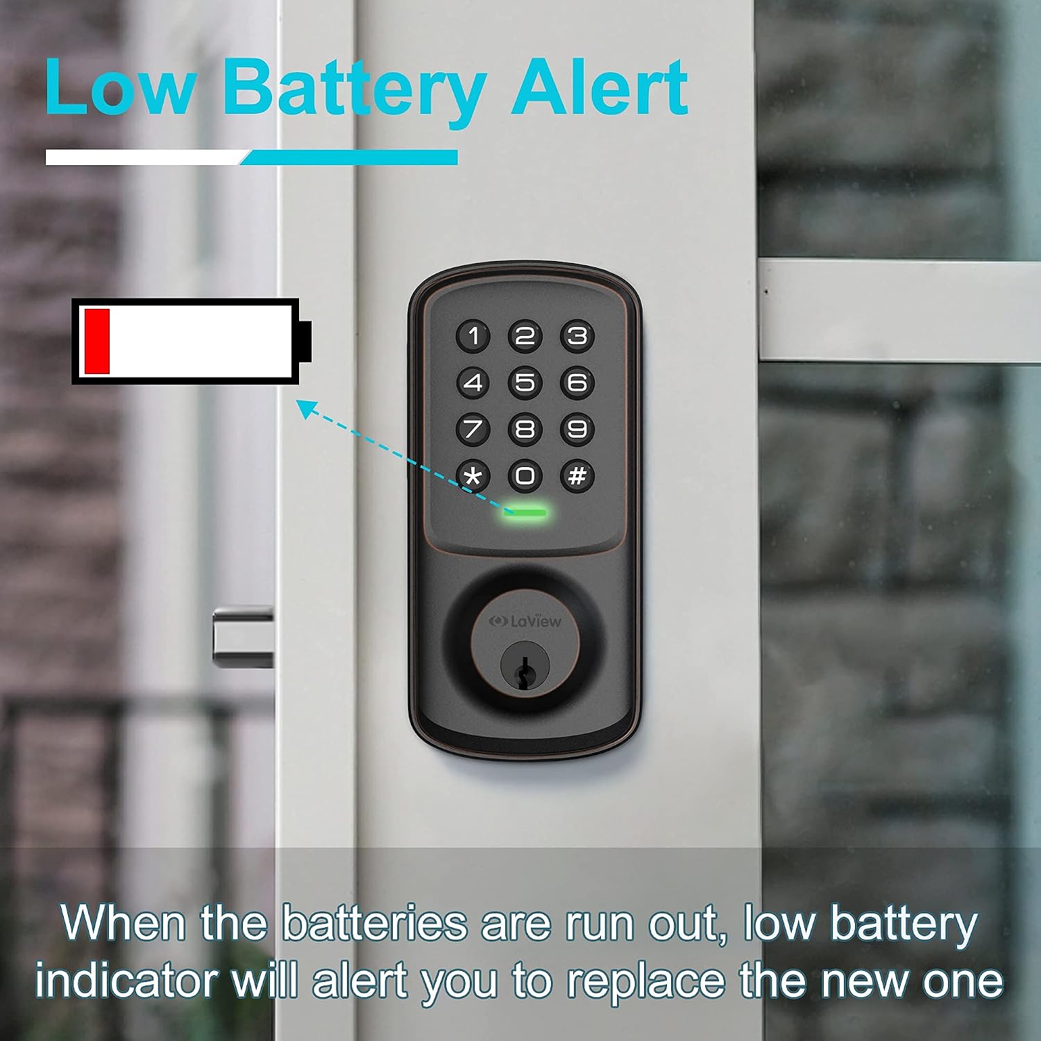LaView Door Lock with Keypad, Keyless Entry Door Lock, Electronic Deadbolt Lock for Front Door, Bedroom Door, Garage Door, Auto Lock,1-Touch Motorized Locking, 20 User Codes, Easy to Install