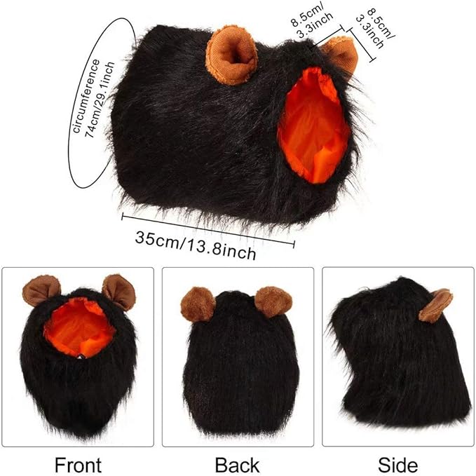Disfraz de León para Perro Grande, Peluca Negra con Orejas miniatura 2