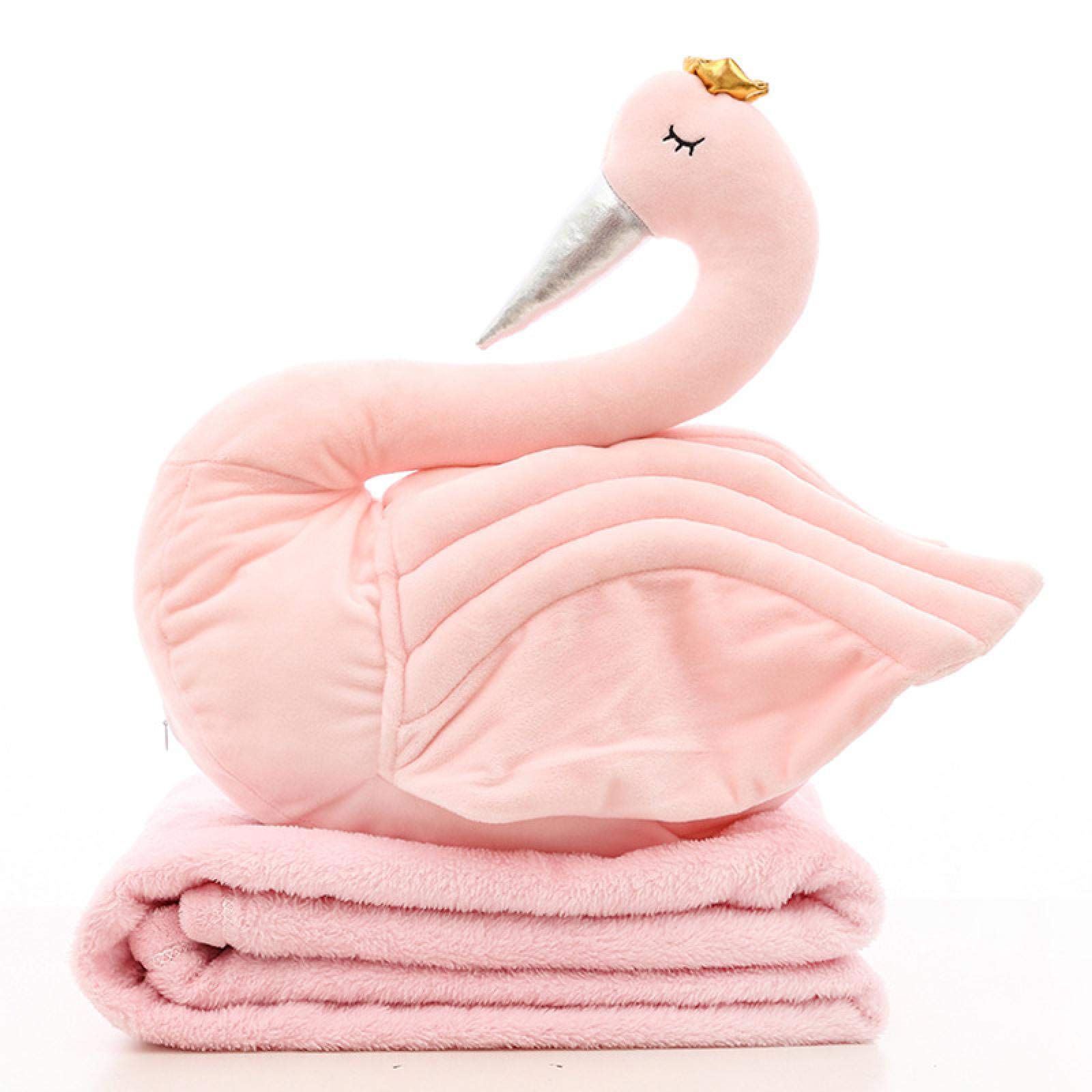 OIFAODAO Blanket pillow, 2 In 1 Cushion Throw Pillows,travel pillow blanket, in,Fashion Baby Crown Swan Sleeping