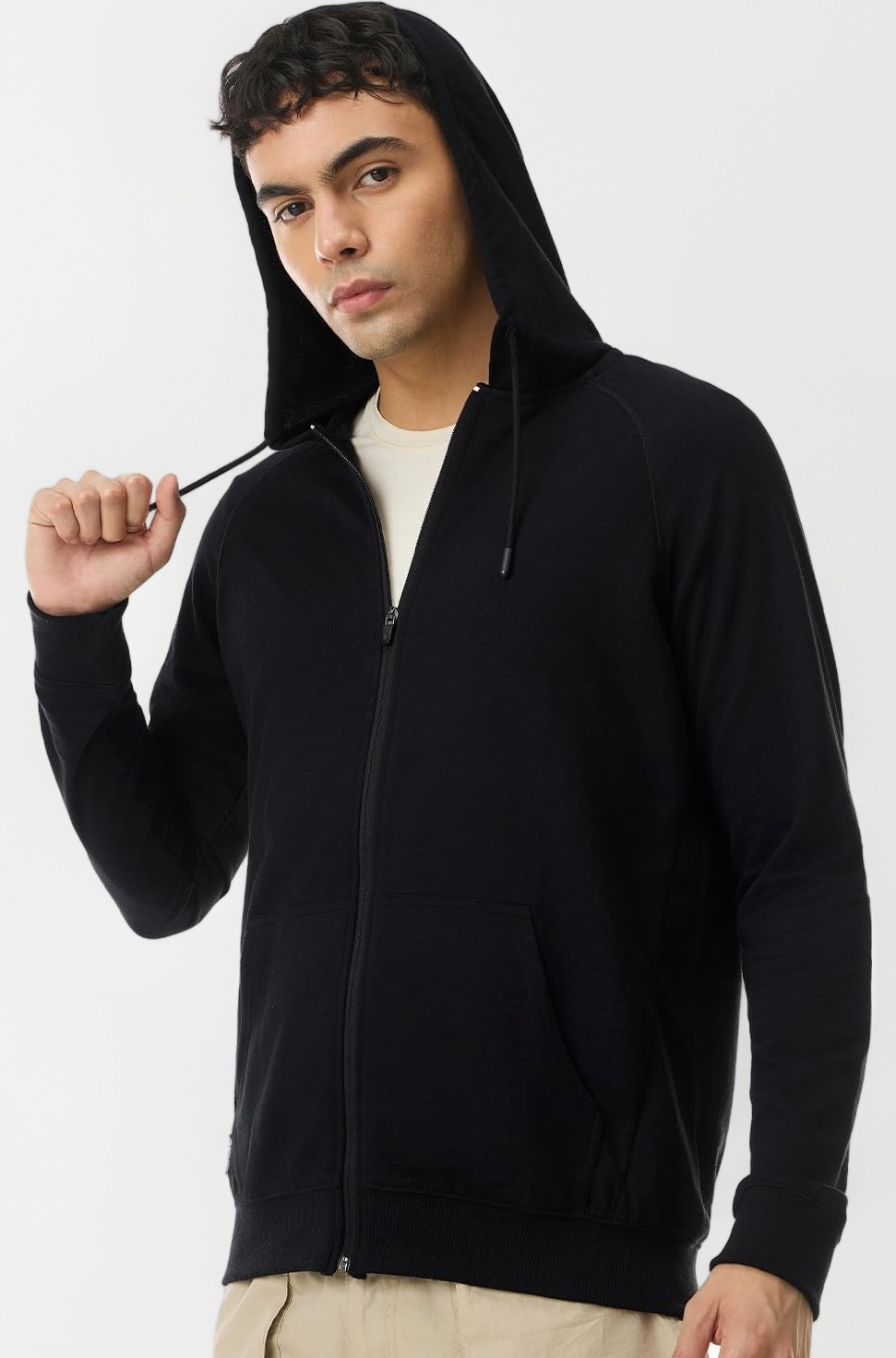 Sweatshirt for Man Zipper Hoodies Jackets for Men Stylish Latest Hoodies Man Winter Wear Pullover Casual Sweat Shirt Travel Office Outdoor Cotton Blend with Pockets Full Zipper - Black