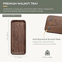 Vista 5 de Bandeja de Servicio Muso Nogal - Bandeja Rectangular Pequeña de Madera Maciza para Baño, Cena, Té, Café (29.97 cm x 12.7 cm)