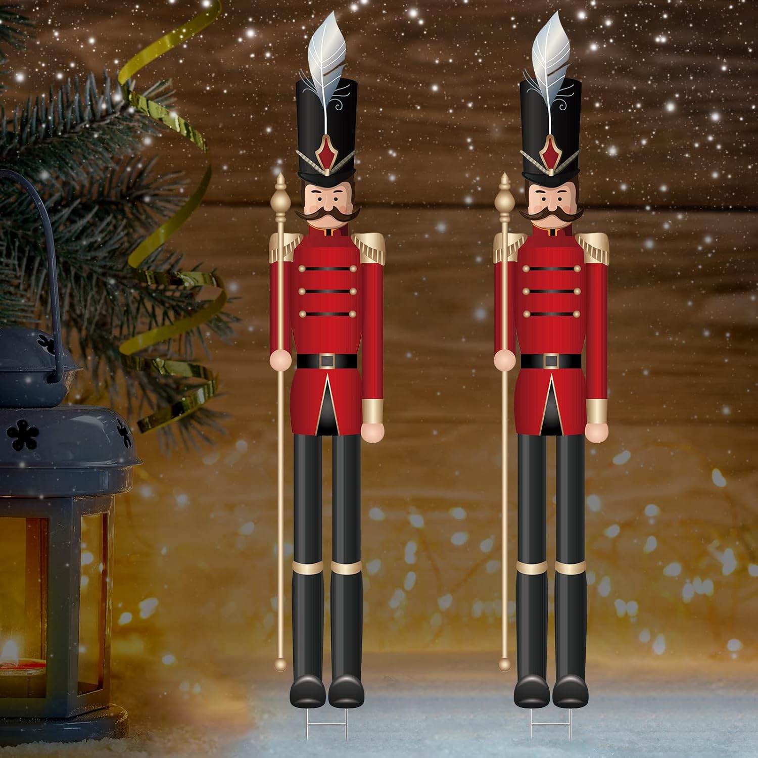 2 Pcs Christmas Nutcracker Decorative Garden Stake Large Nutcracker Christmas Decor Christmas