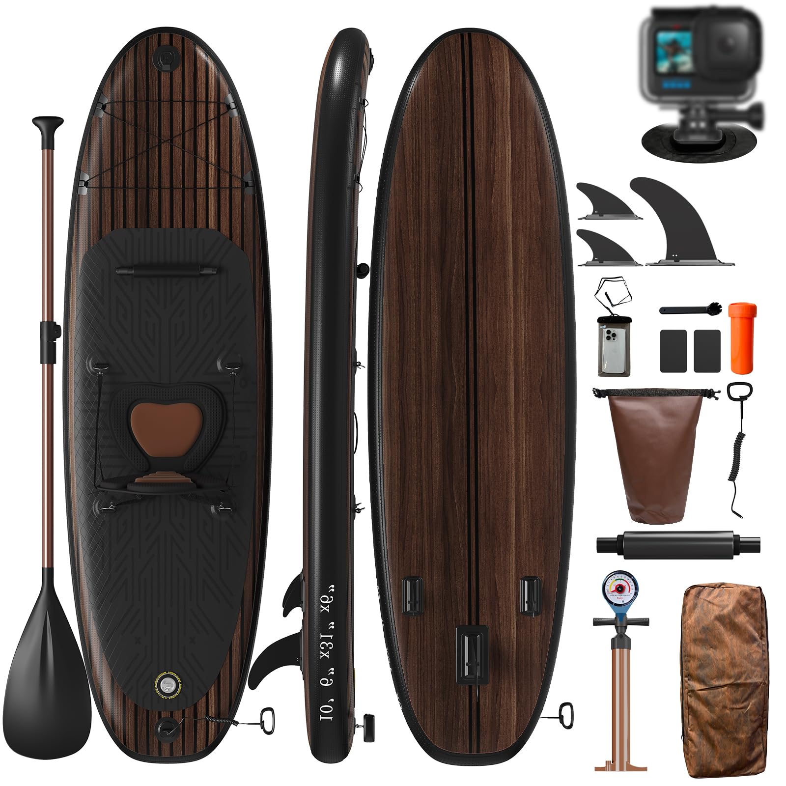 Devoko Stand Up Paddling Board Aufblasbar, mit Universal Kamerahalterung und Sitz. SUP Board Set mit 2-in-1-Sup Paddel. Standup Paddle Boards 320 × 80cm, Geeignet zum Anfänger, Sitzen, Stehen, Liegen