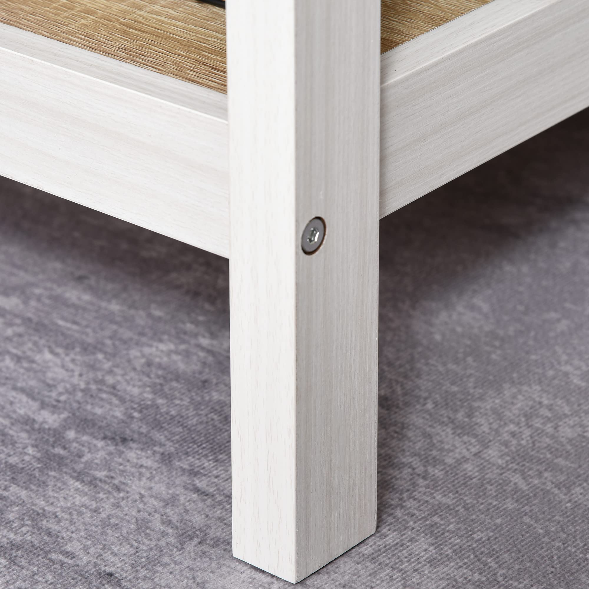 HOMCOM Bureau Informatique Multimédia 110Lx48lx76H cm Chêne Clair Blanc | 2 Étagères Latérales, MDF E1, Bureau Avec Rangement