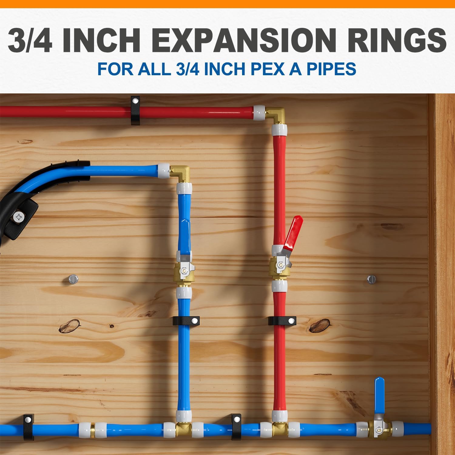(60 Pack) SUNGATOR 3/4 Inch PEX-A Expansion Rings, Plastic F1960 Expansion Sleeves, 3/4" PEX A Rings for Pipe/Tubing System