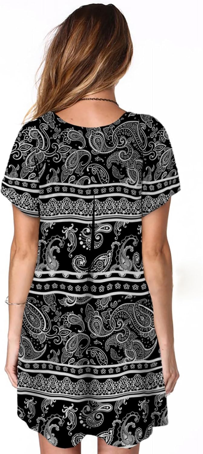 Alaster Women’s Casual Summer T Shirt Dress Loose Short Sleeve Tunic Dress with Pocket for Women - Image 4