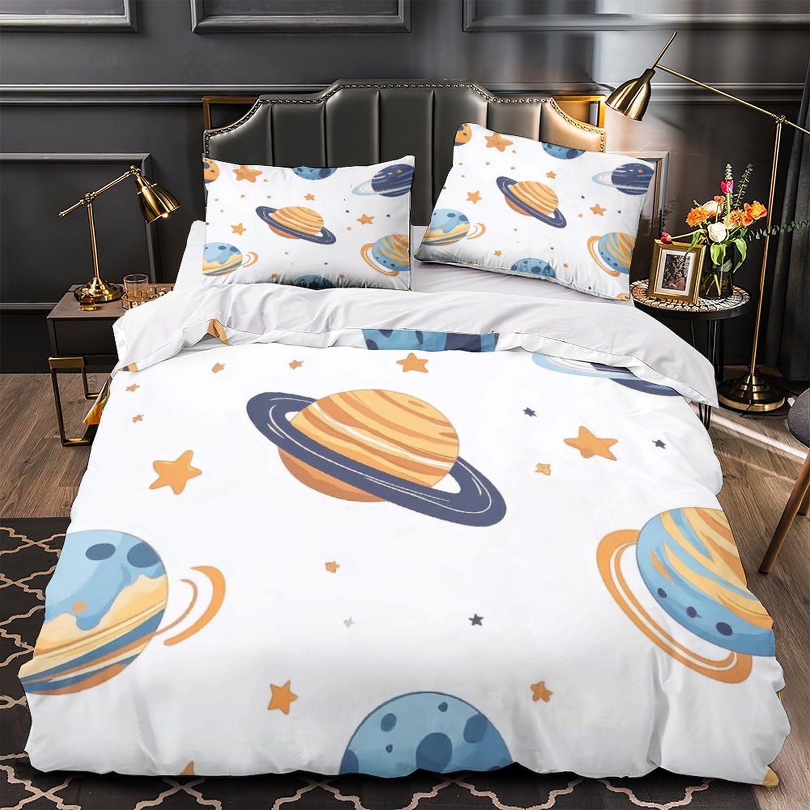 Housse de couette planètes microfibre résistante et super douce 3D