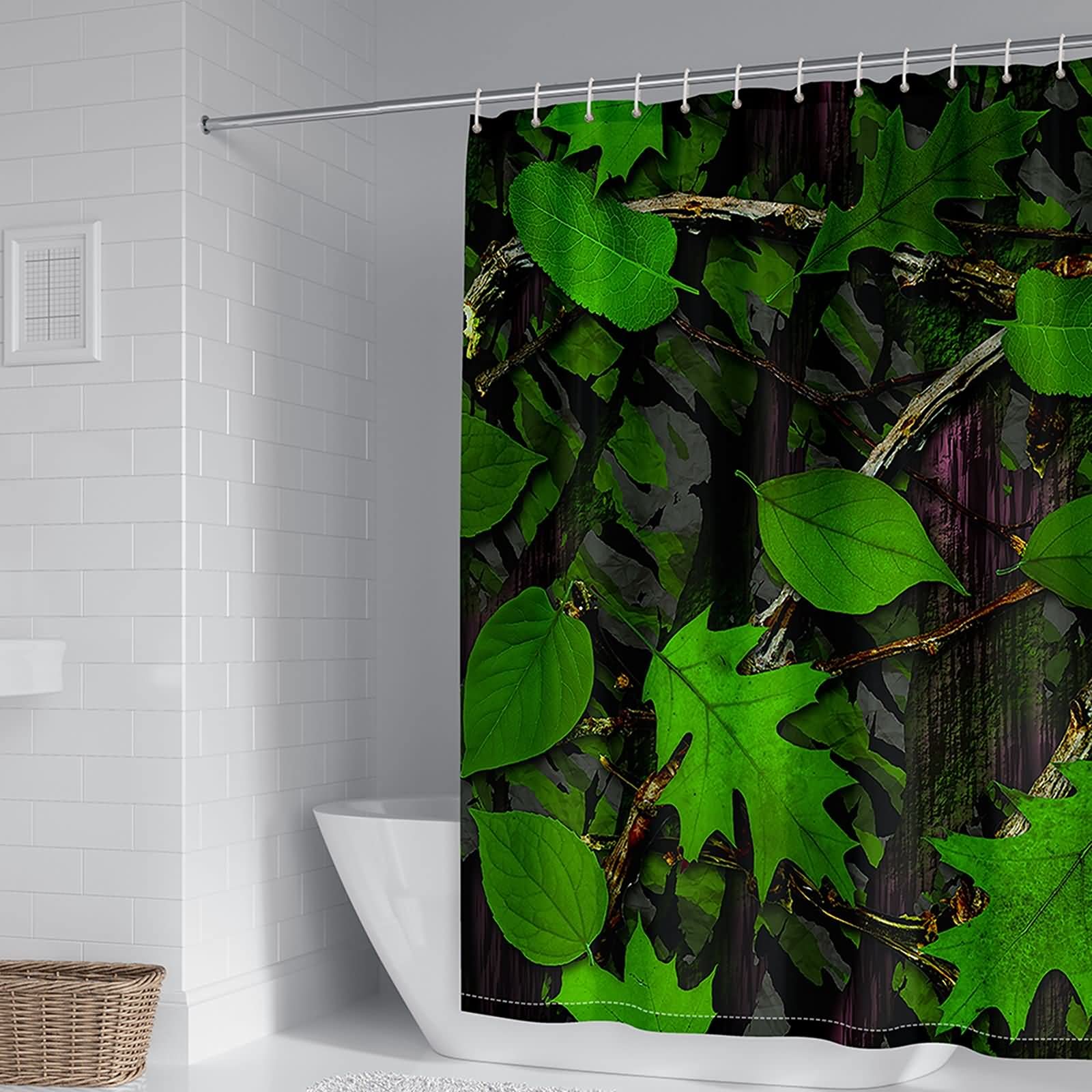 Rideau de douche 165x200cm polyester à motif feuilles