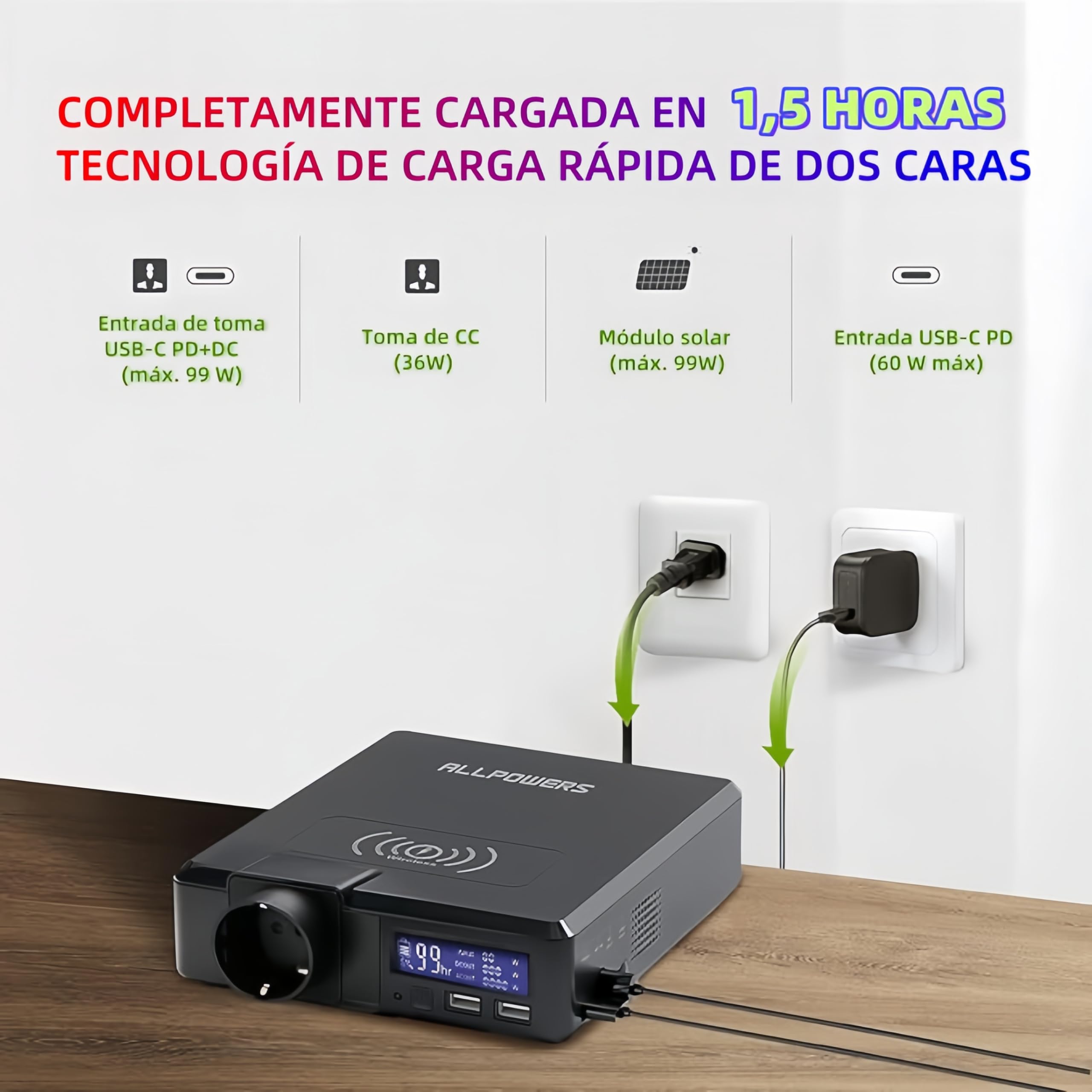 ALLPOWERS S200 Estación de Energía Portátil 200W 154Wh Generador Solar Batería de Almacenamiento de Energía Móvil Adecuada Para Acampar Teléfonos Móviles Computadoras Portátiles Viajes RV Emergencia