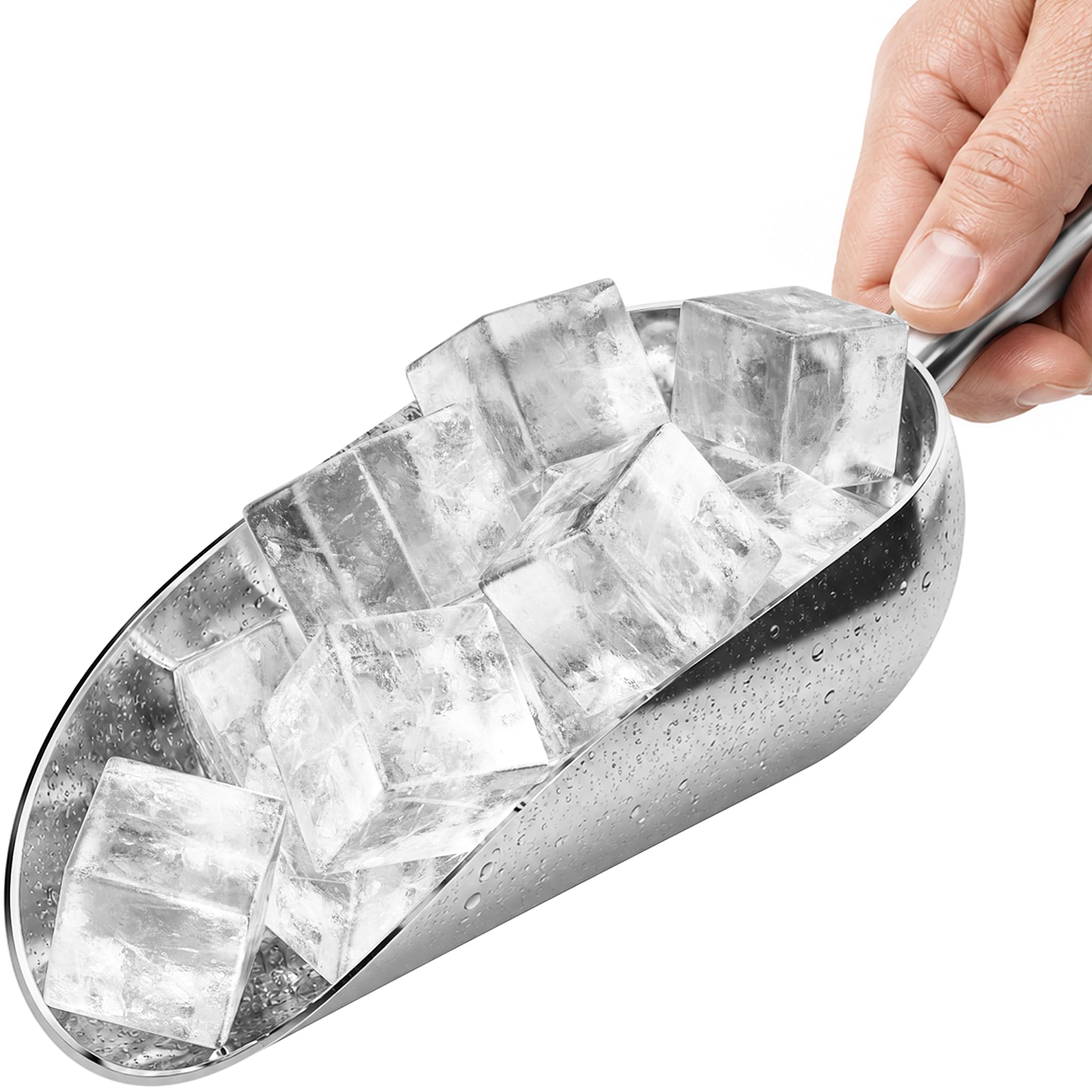 12 oz Ice Scoop (Hand Wash Only), Stock Your Home Metal Ice Scoop for Freezer, Commercial Food Grade Aluminum Utility Scooper for Ice Machine, Kitchen, Bar, Restaurant, Flour, Popcorn and Pet Food