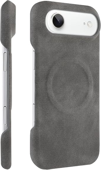 Magnetic Phone case Compatible with iPhone Air Leather Case, Compatible with Magsafe - Vintage Leather - Slim Fit & Soft Feel - Titanium Gray.