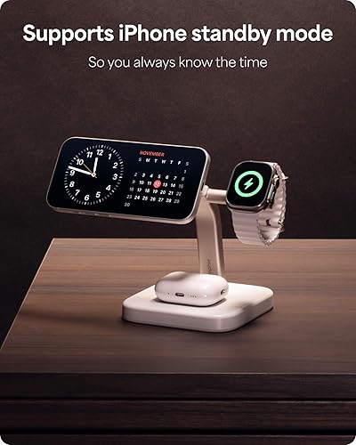 Miniatura 4 de Mophie Soporte de carga inalámbrico, certificado Qi2, cargador MagSafe para iPhone, cargador inalámbrico rápido magnético con soporte ajustable para