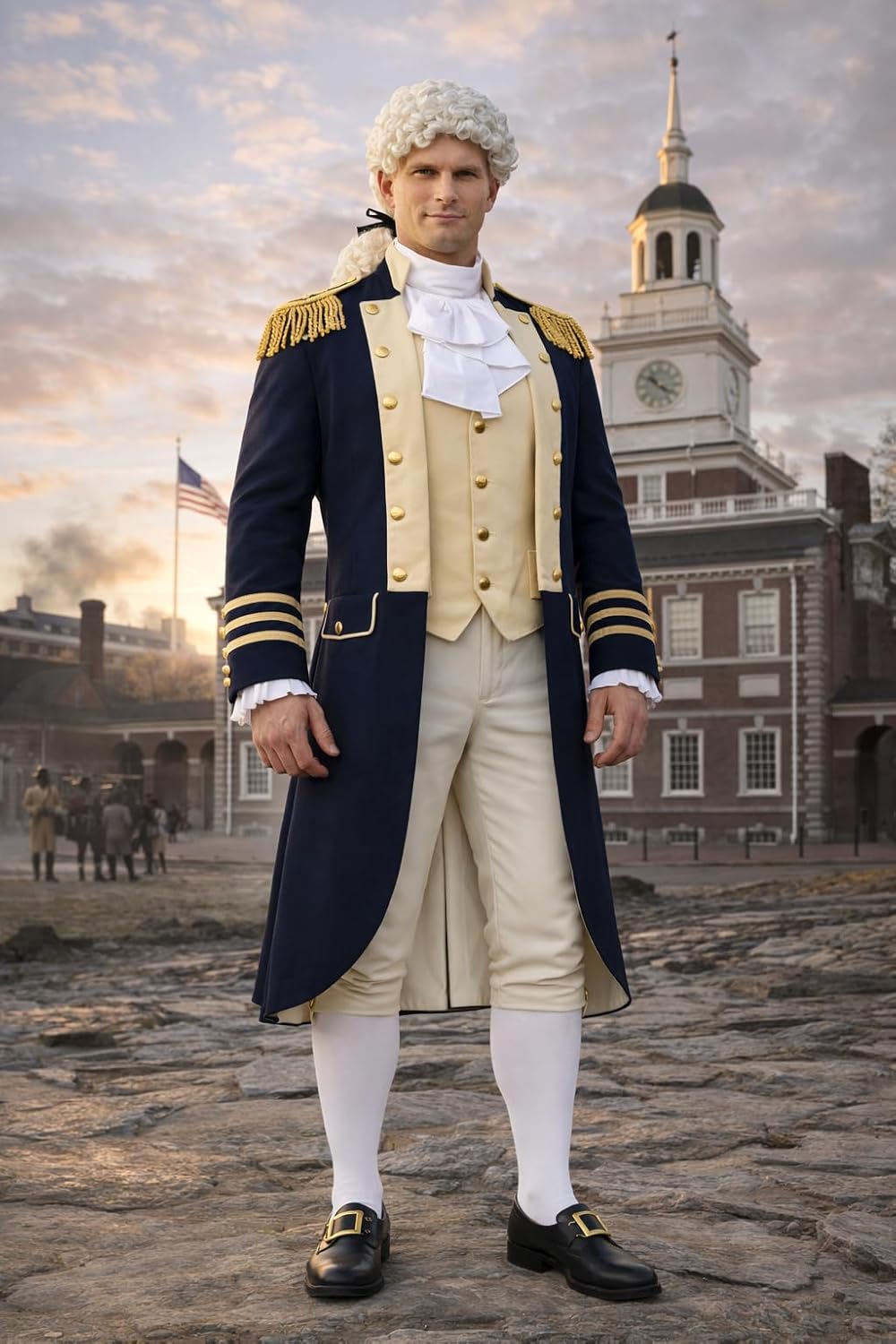 Founding Father Costume for Men Colonial Costume Outfit Revolutionary War General Uniform for Halloween DressUp