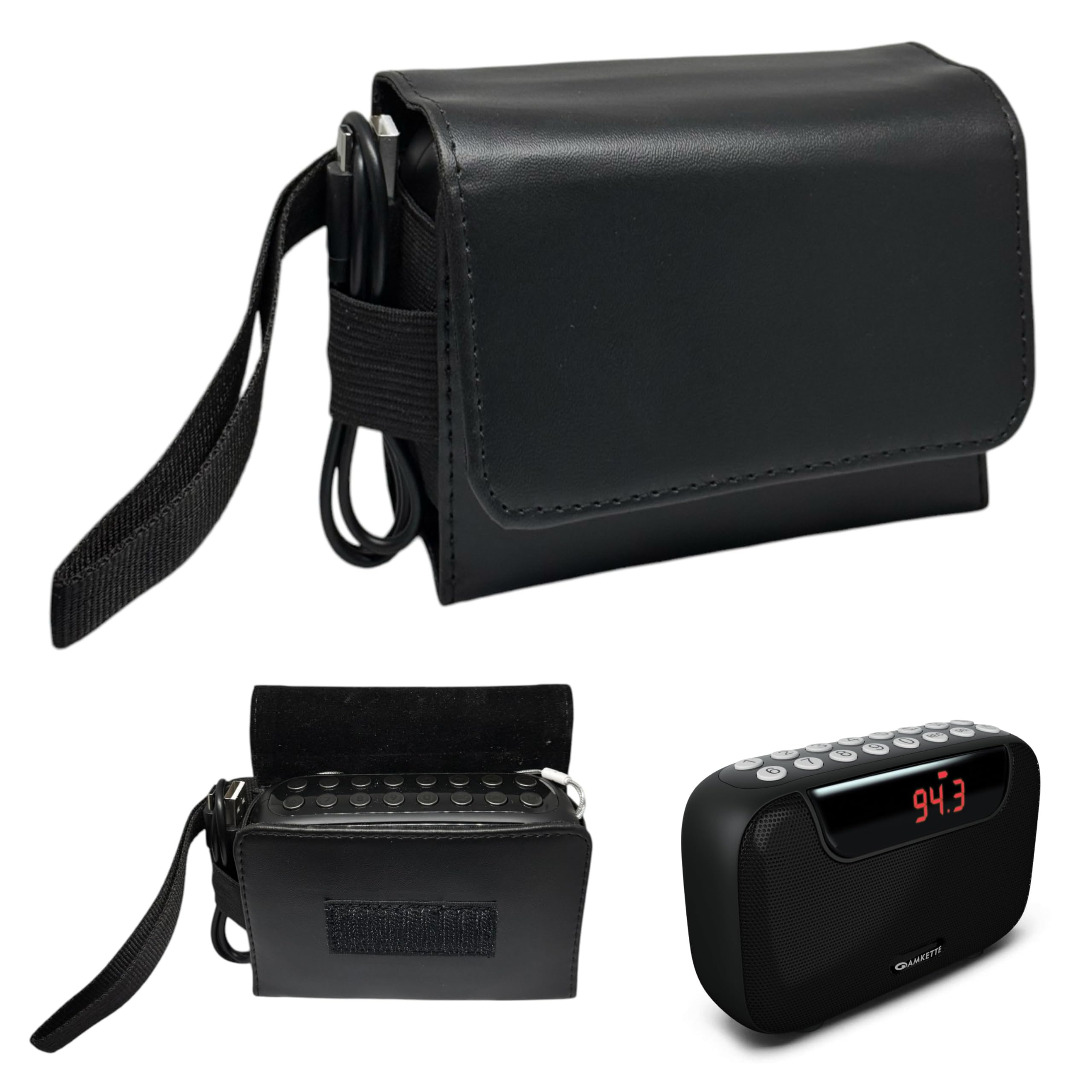 Case/Carrying Compact Size Mini Travel Protective Pouch Compatible for Amkette Pocket Blast 5 in 1 FM Radio with Bluetooth Speaker (APBLAST_Pouch_BLK)