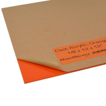 Orange Acrylic Plastic Sheet, Acrylic for Laser Cutting/Engraving, Solid Vibrant Colors, 3-Pack 12" X 12" X 0.118" 1/8", Cast Acrylic, 3 Sheets, Paper Film, Easy to Cut/Etch, DIY/Hobby, for Laser.