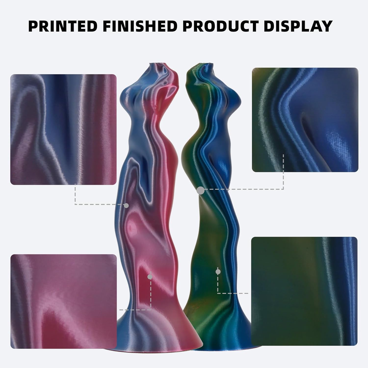 Rainbow PLA 3D Printer Filament 1.75mm, Multicolor Gradient Material, Neatly Wound, +/- 0.02mm, Compatible with Bambu Lab P1S/A1/X1 & Most FDM Printers, 1kg Spool (2.2lbs)