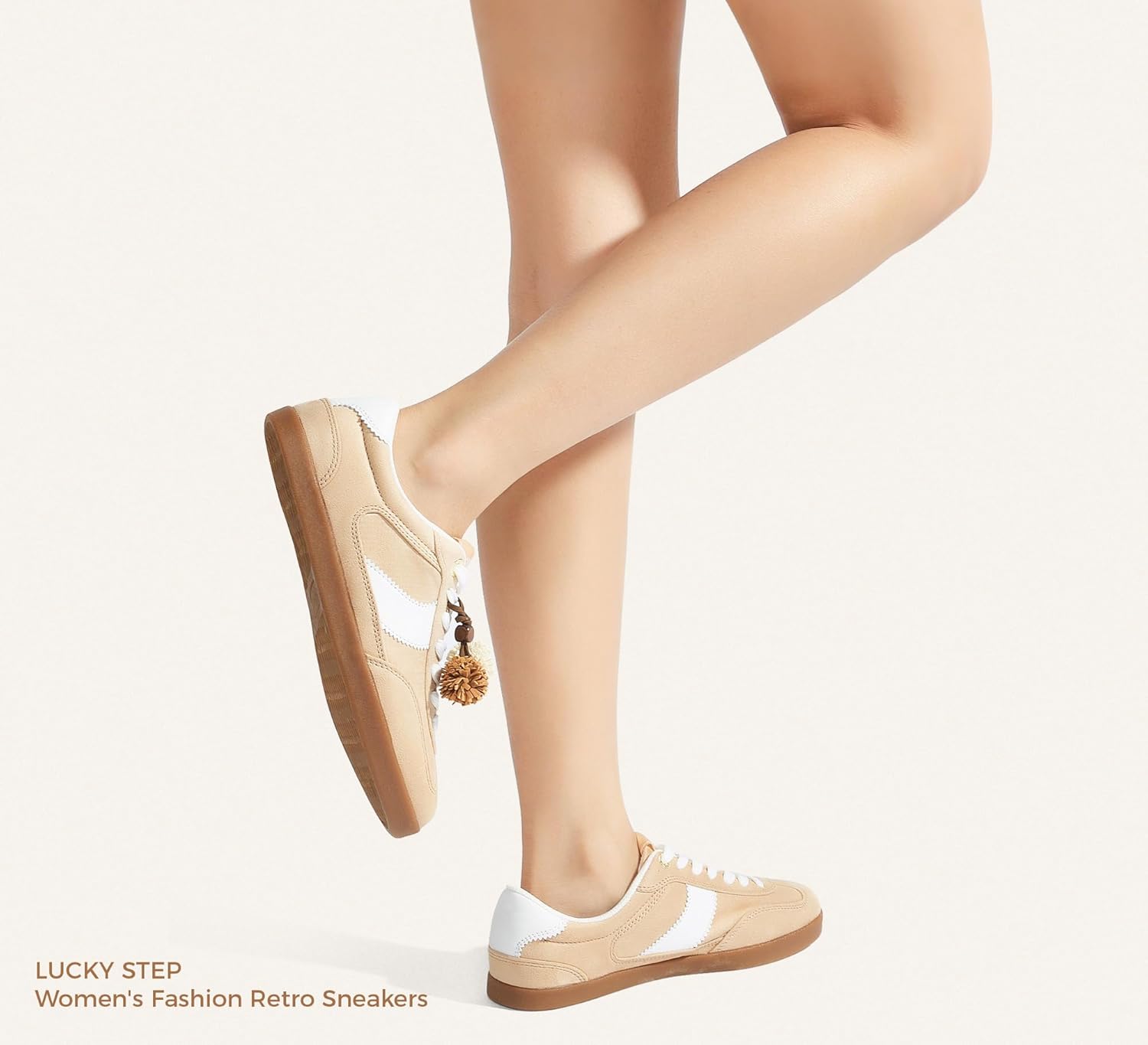 LUCKY STEP Women Classic Retro Sneakers Fashion Gum Sole Casual Faux Leather Walking Shoes Anti Slip Comfortable Tennis Trainers - Image 8