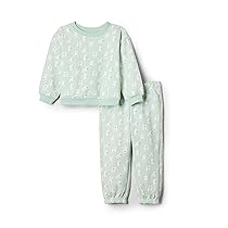 Amazon Essentials x Sofia Grainge Set con Felpa E Pantaloni Sportivi Unisex Bimbi, Verde Pallido Conigli, 0 Mesi