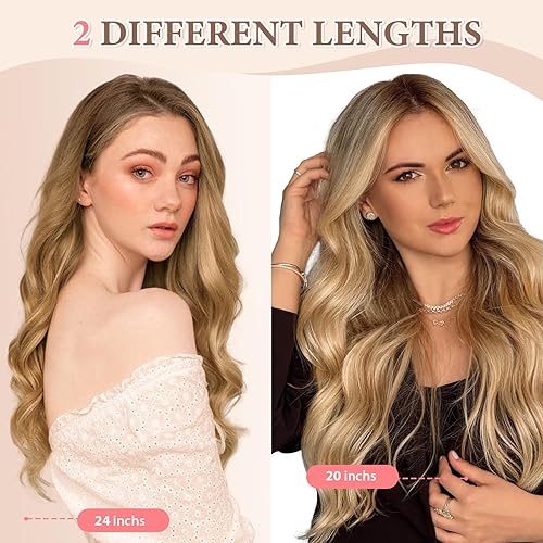 Miniatura 131 de Synthetic Clip in Hair Extensions, 6PCS Natural &Soft Hair& Blends Well Lonng Wavy Hairpieces(20inch,6pcs, Black with Brown Highlights)