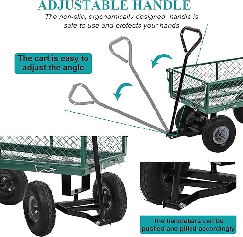 Miniatura 4 de Best Garden Carts Wagons - Carrito de jardín para exteriores, playa, césped, patio, capacidad de carga de 400 libras, 20.8 pulgadas de alto x 33.8