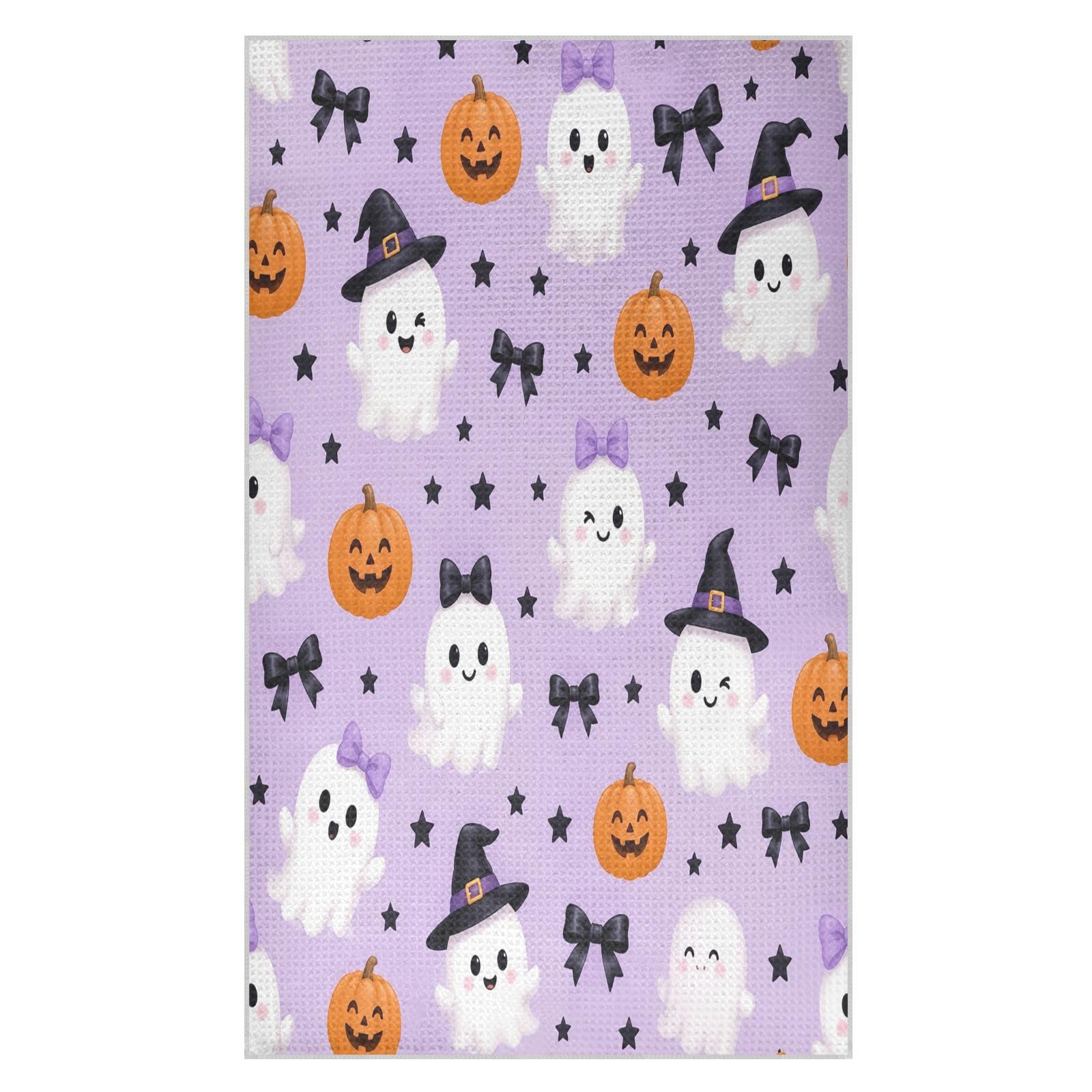 Lyeorm Lavender Pumpkin Waffle Weave Kitchen Towels 18x30 Inch Soft Absorbent Microfiber Dish Cloths