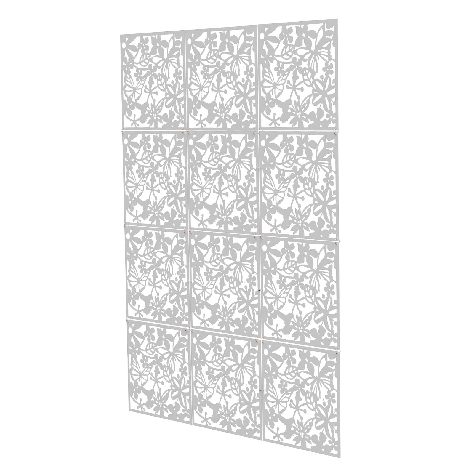 Gdskr White 12Pcs Hanging Room Divider, Solid Board Screen Panels, Pvc Panel Screen Wall Partition Decoration, Hollow Flowers Hanging Screen, For Home Hotel Living Room Bedroom Sitting-Room Decoration