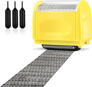 Wide Roller Stamp Identity Theft Stamp 1.5 Inch Perfect for Privacy Protection Yellow Stamp + 3 Refills