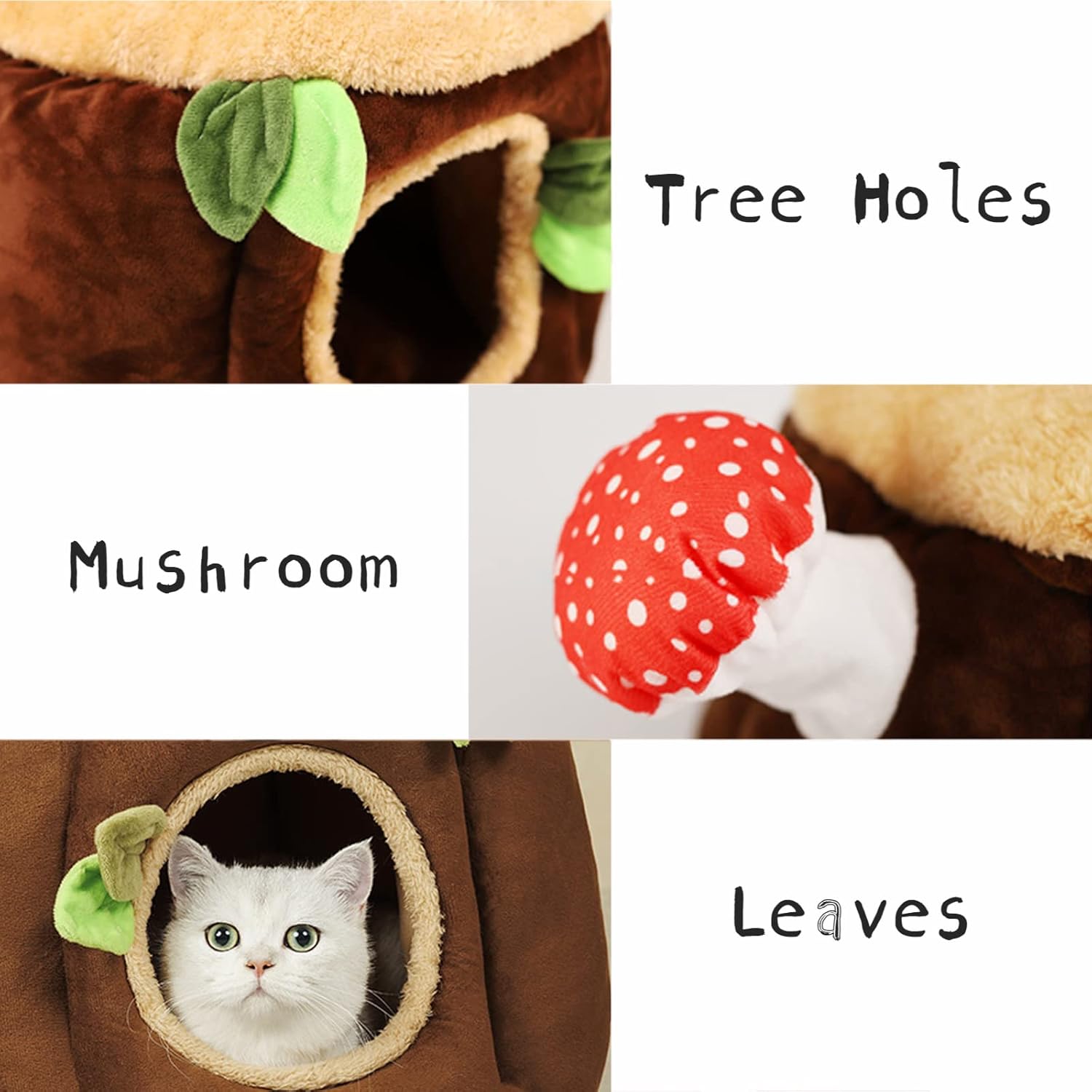 review Warm Tree Shape Pet House with Pad for Cats Dogs, Cute Cats Tree Cave Nest Sleeping Bed Puppy House for Cats and Small Dogs, Multifunctional All Seasons (Medium)