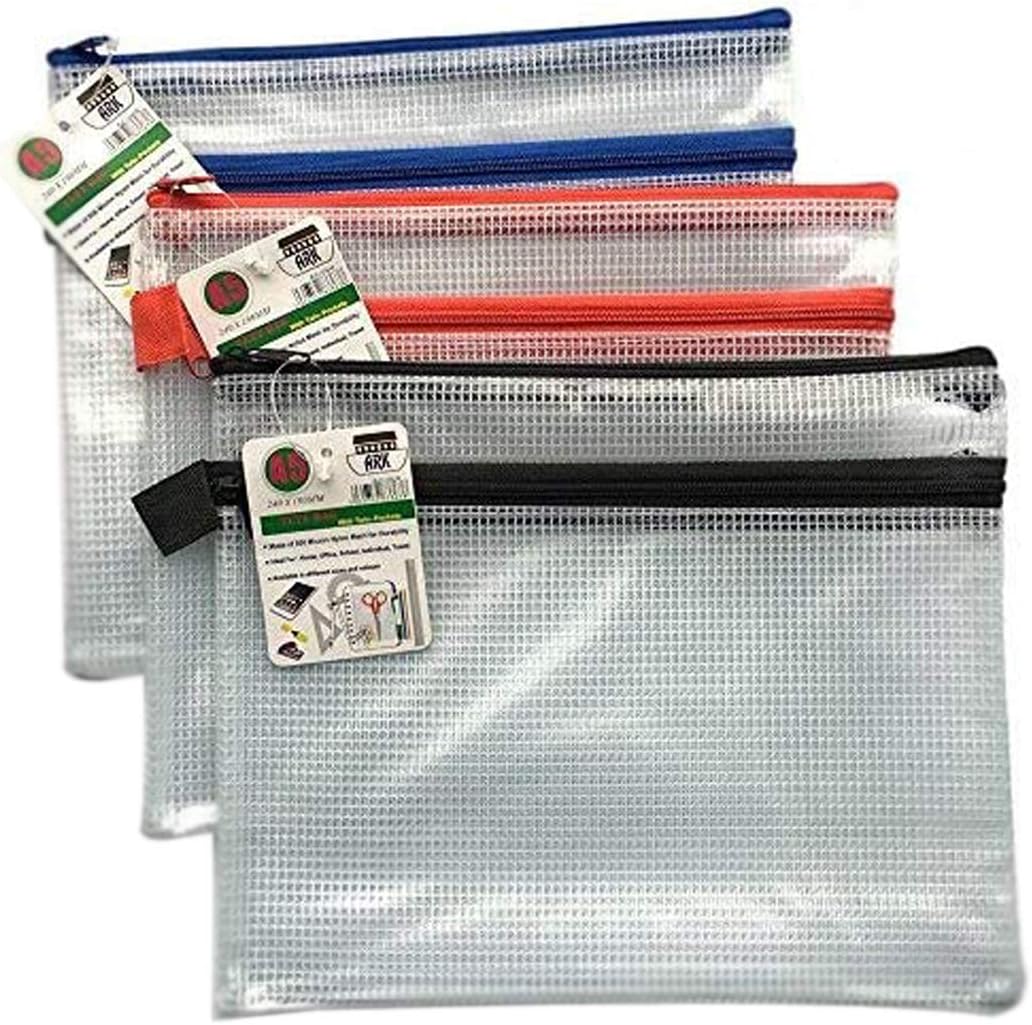 A5 Twin Pocket Tuff Bag School Storage Strong Pencil Pen Case Zip Wallet (230x 180mm) Single