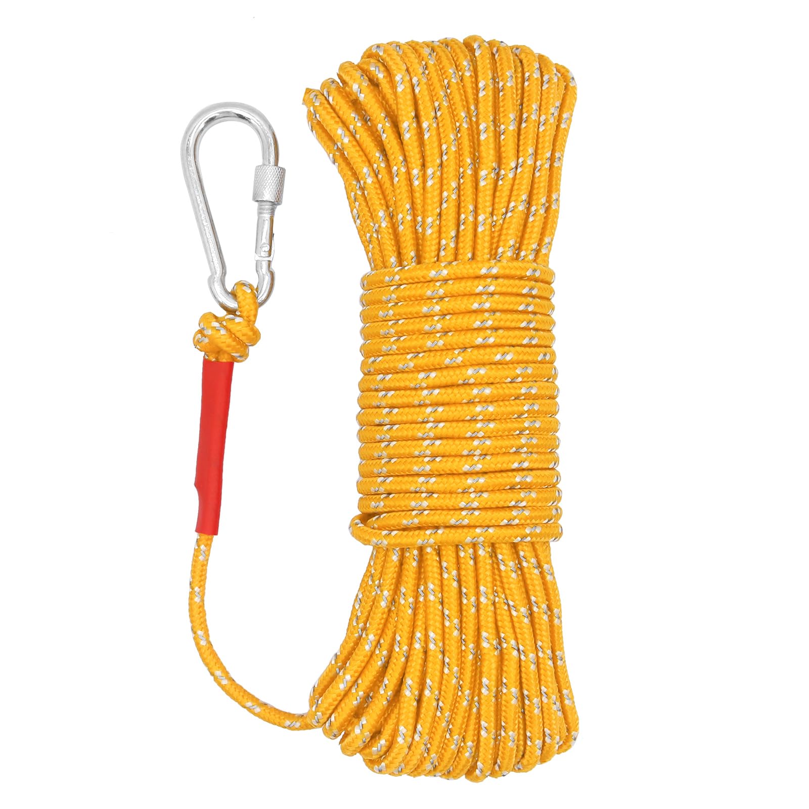 NewDoar 6mm Marine Floating Rope High-Strength Braided Reflective Anchor Mooring Rope with Hook 10M 20M 30M 50M Dock Lines for Boating, Camping, Anchoring, Fishing, Mooring, Tent Canopy-Yellow/50M
