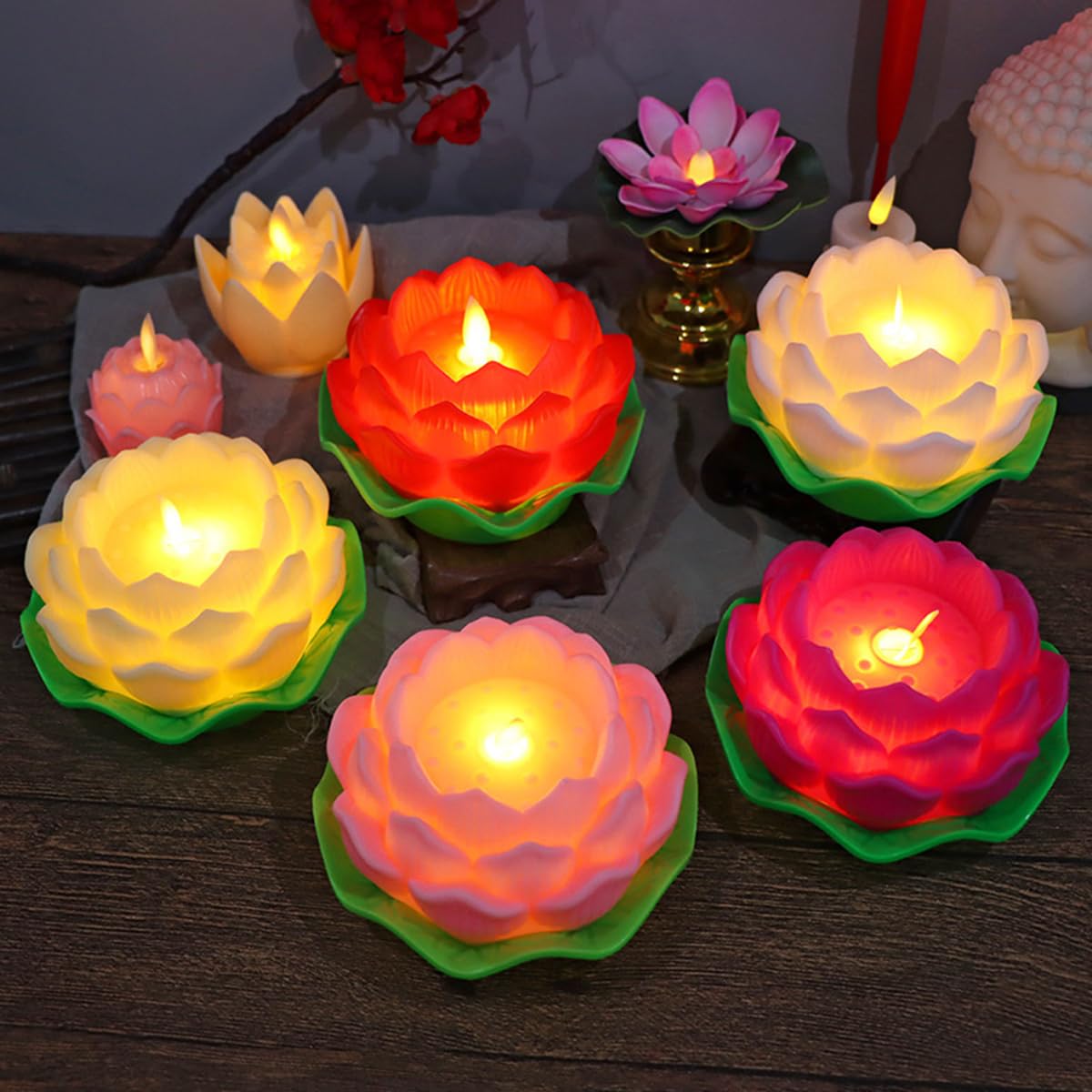 Amazon｜LED ろうそく 蓮の花 キャンドル 電池式 LED ろうそく 蓮花 