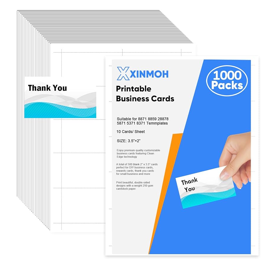 amazon-com-business-cards-1000-printable-business-cards-3-5-x-2-business-card-paper-compatible-with-laser-inkjet-printer-double-sided-printing-heavyweight-matte-white-paper-10-cards-sheet-office-products for Free Printable Business Cards At Home Amazon.com : Business Cards 1000 Printable Business Cards, 3.5