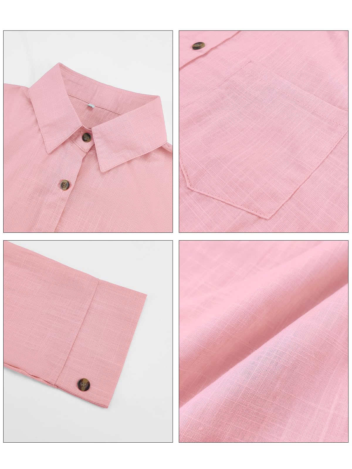 SHEKINI Camicia Lino Donna Camicetta da Donna Elegante Maniche Lunghe Cotone Blusa Maglietta Scollo a V Top Camicette Abbigliamento Donna Ufficio Casual